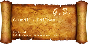 Gyurán Dénes névjegykártya